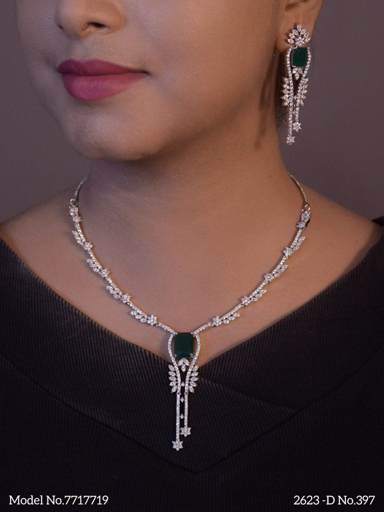 Classic Cz Jewelry Set with Earrings - Amaara World