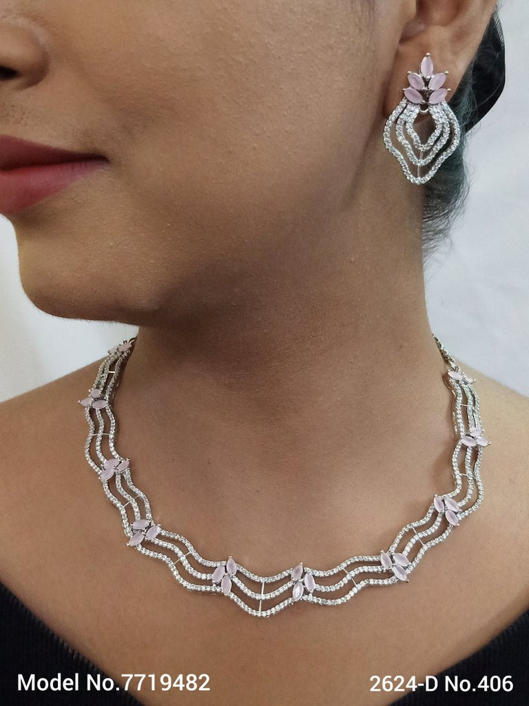 Classic yet Trendy | Cz Fashion Necklace Set - Amaara World