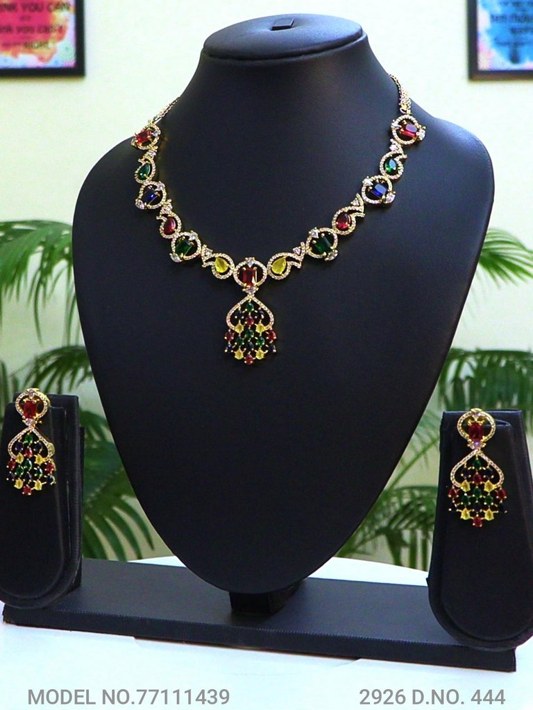 Classic Necklace | AD Jewellery | Handcrafted - Amaara World