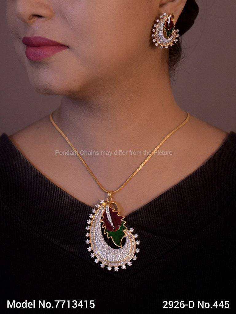 Artificial Diamond Cz Pendant Set - Style 2 - Amaara World