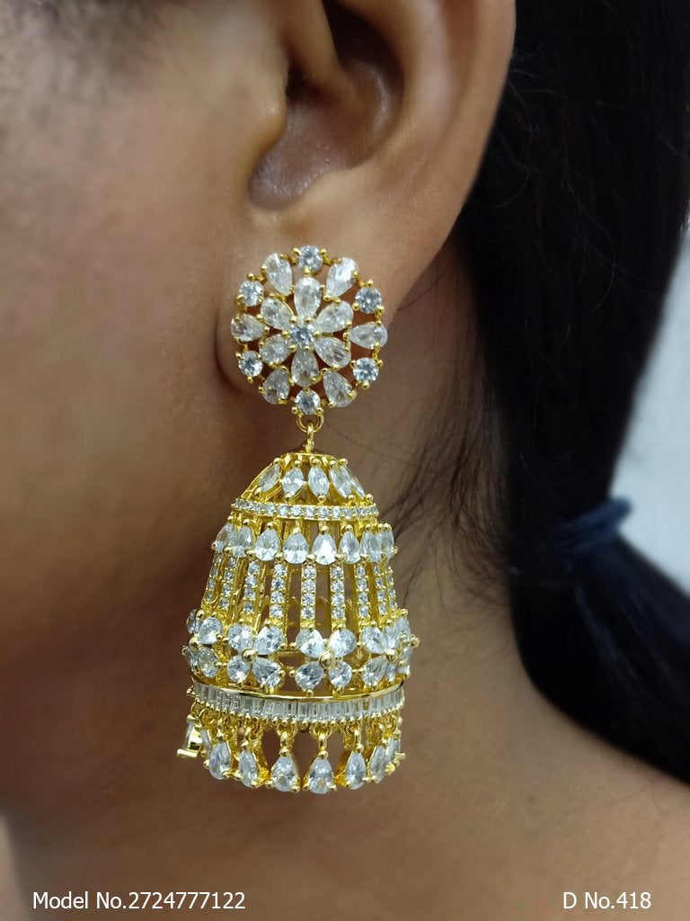 Real Zircon Long Fashion Earrings - Amaara World