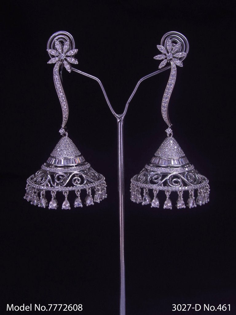 Statement Earrings with AD stones - View A