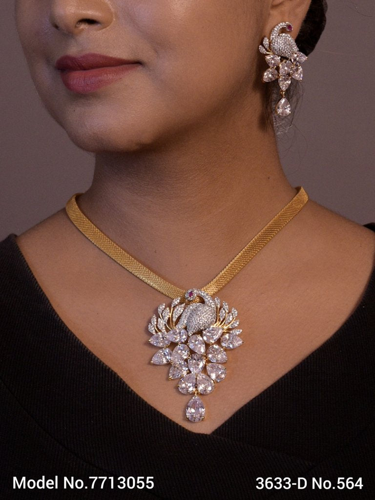 American Diamond Pendant Set - Style 1 - Amaara World