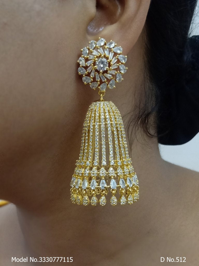 Cz Designer Long Earrings - Amaara World