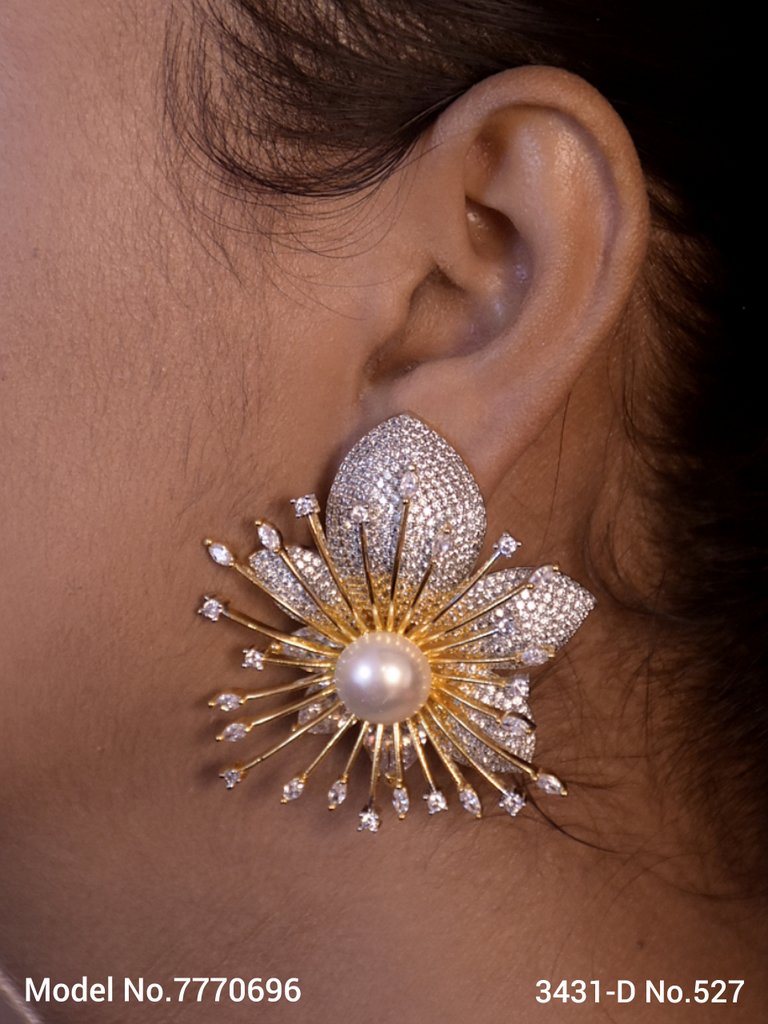 Cz Designer Long Earrings - View A