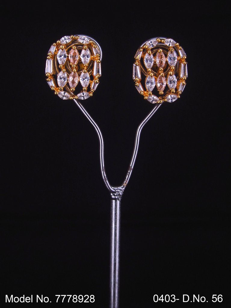 Cubic Zirconia Stud Earrings | American Diamond - Amaara World
