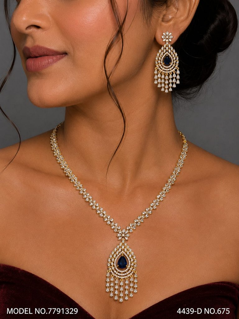 Traditional Design | American Diamond Jewelry Set - Amaara World