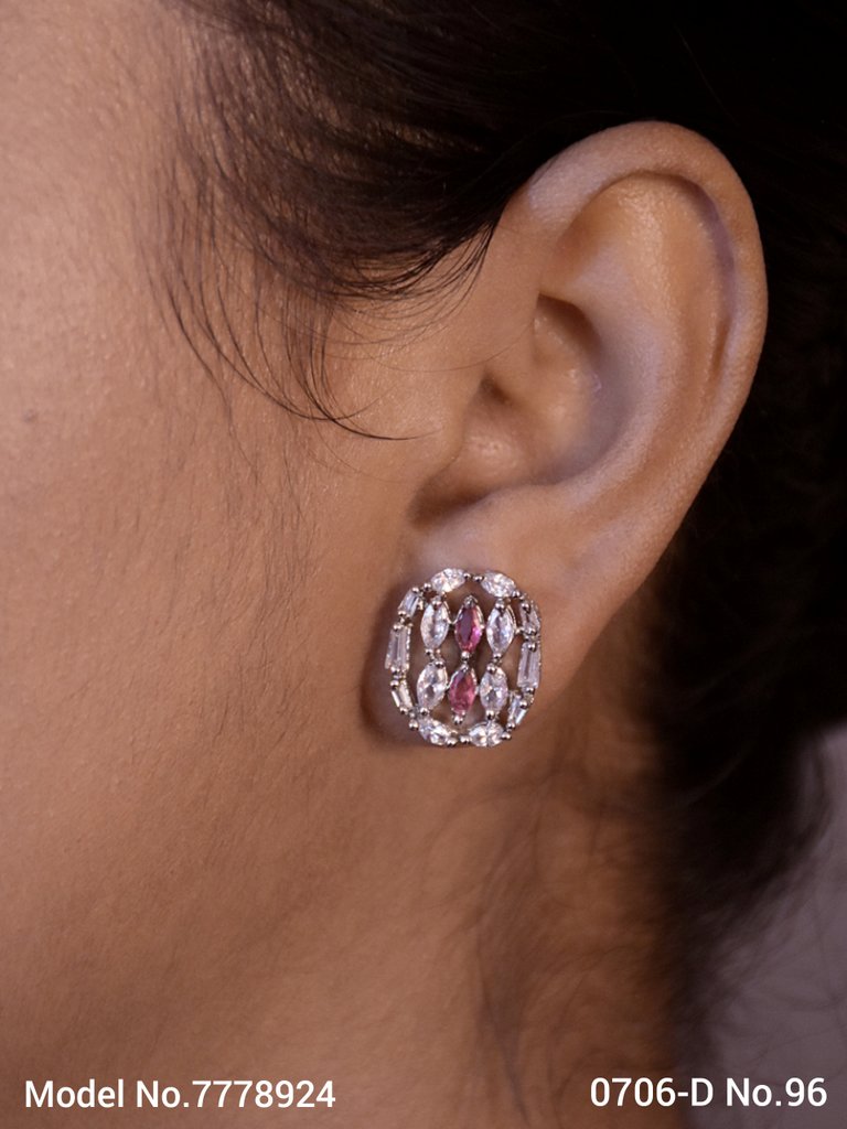 American diamond Earring Indian hand crafted - Amaara World