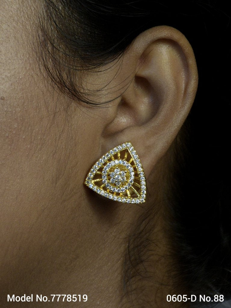 Cubic Zirconia Stud Earrings | American Diamond - View 2 - Amaara World