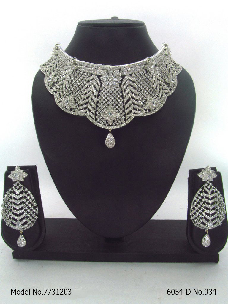 American Diamond Necklace Set - 7731203 - View 2