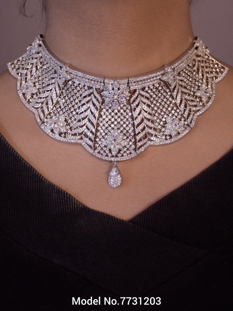American Diamond Necklace Set - 7731203 - View 3