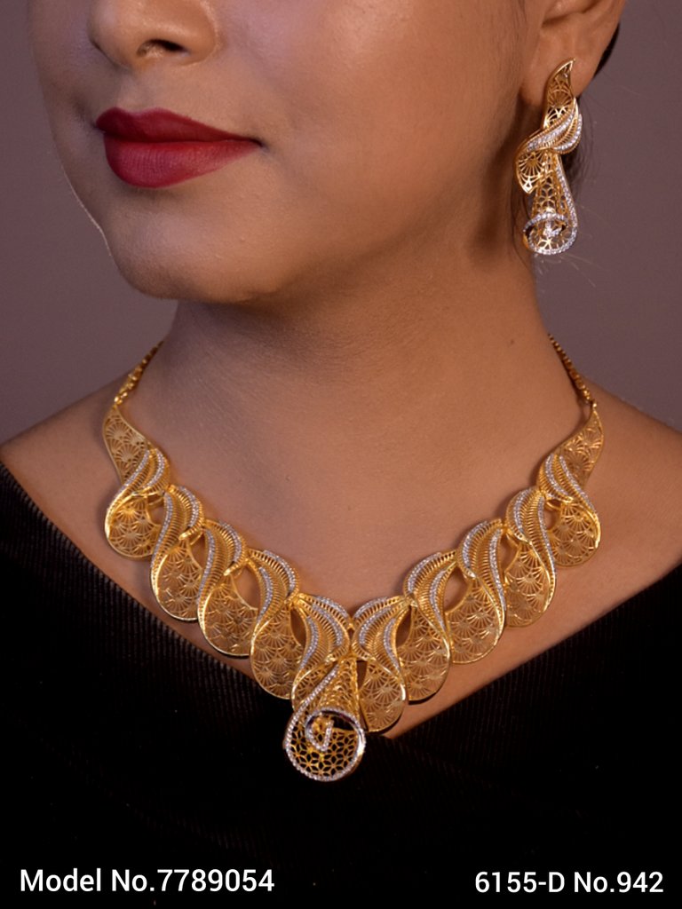 Traditional Zirconia Jewelry Set for Classy Women - View 2 - Amaara World