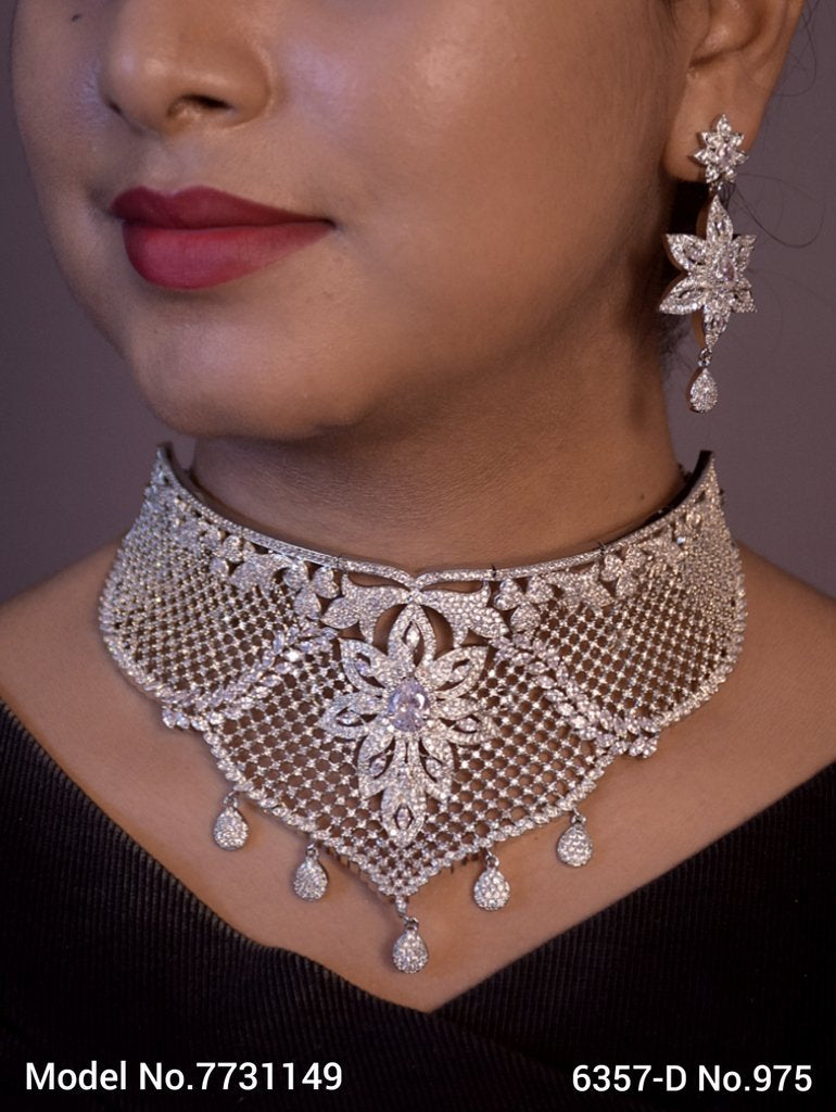 Articfical Diamond AD Necklace Set - 7731149 - View 2