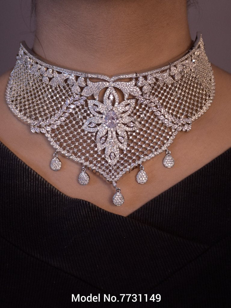 Articfical Diamond AD Necklace Set - 7731149 - View 3