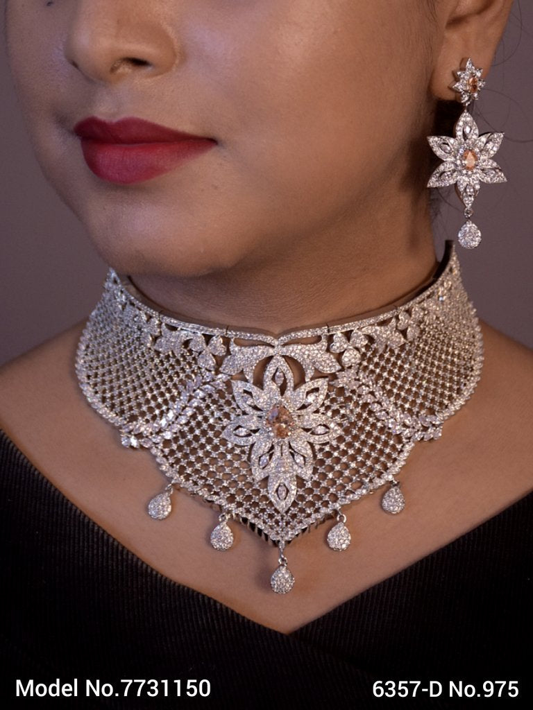 Articfical Diamond AD Necklace Set - 7731149 - Color variant