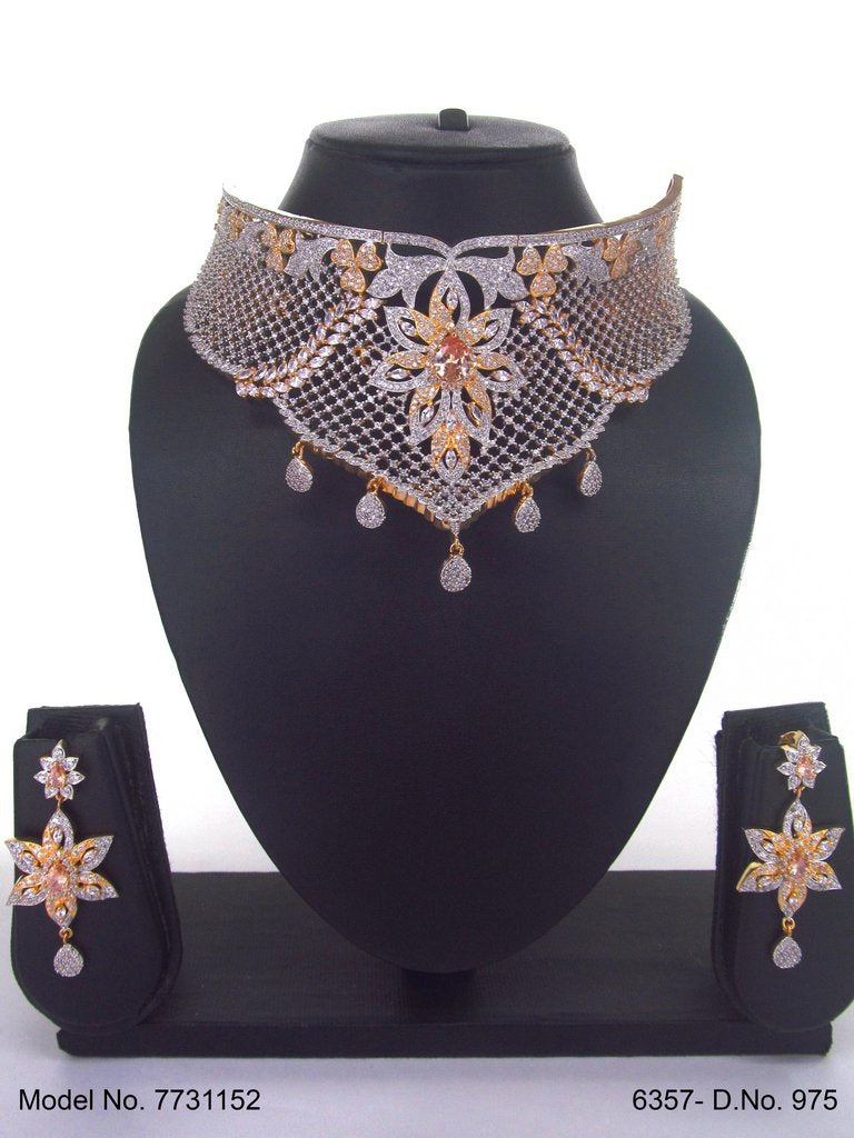 Articfical Diamond AD Necklace Set - 7731149 - Color variant