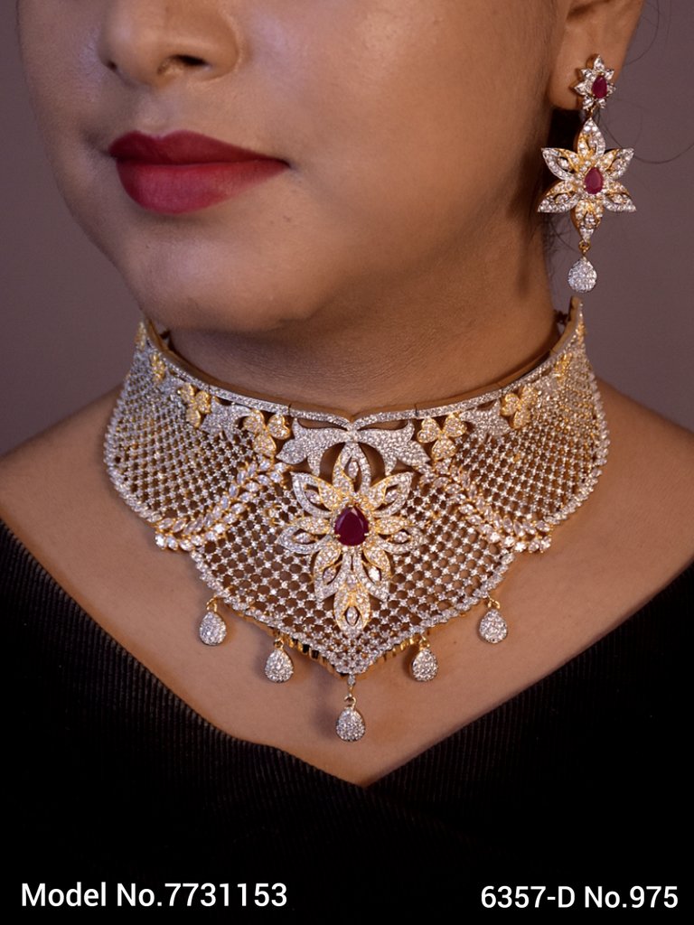 Articfical Diamond AD Necklace Set - 7731149 - Color variant
