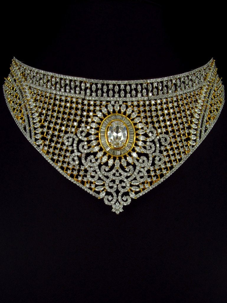 Articfical Diamond AD Necklace Set - 7730330 - View 3