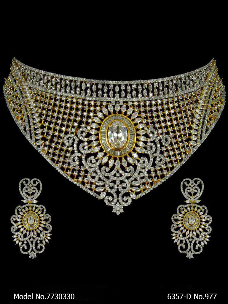 Articfical Diamond AD Necklace Set - 7730330 - View 1