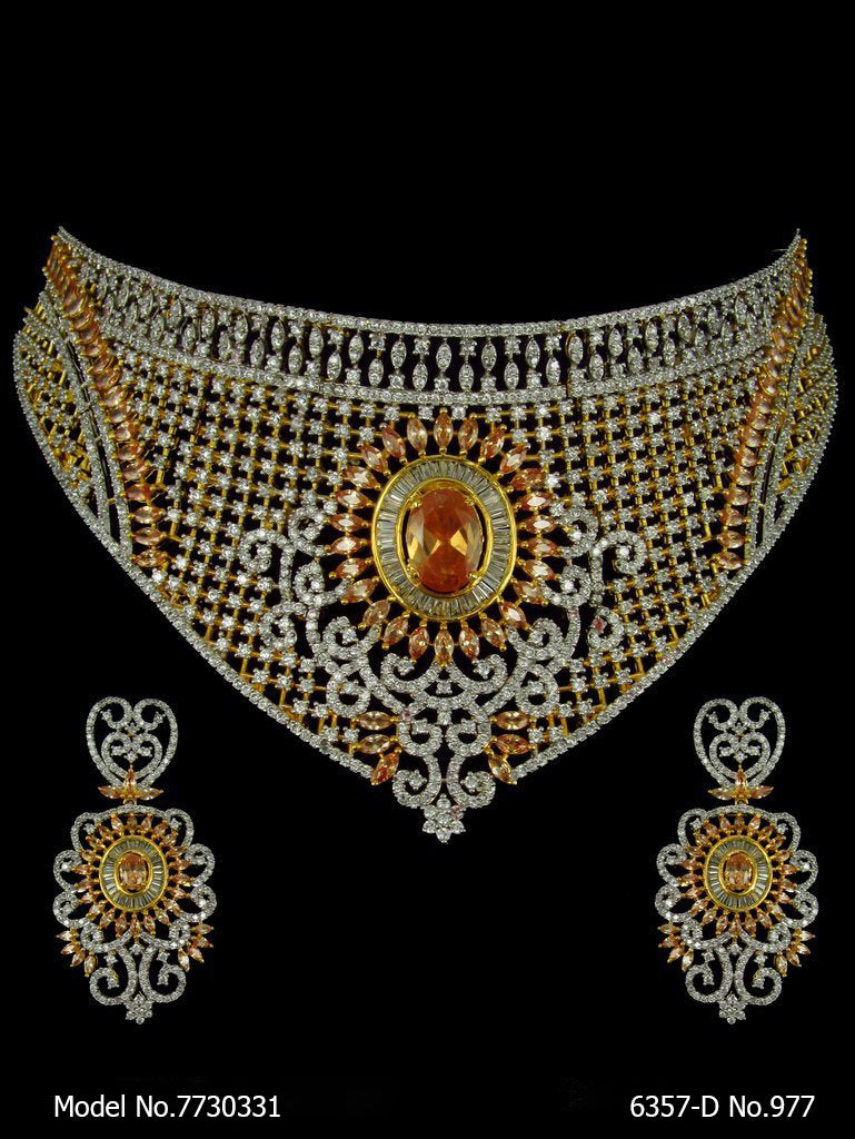 Articfical Diamond AD Necklace Set - 7730330 - Color variant
