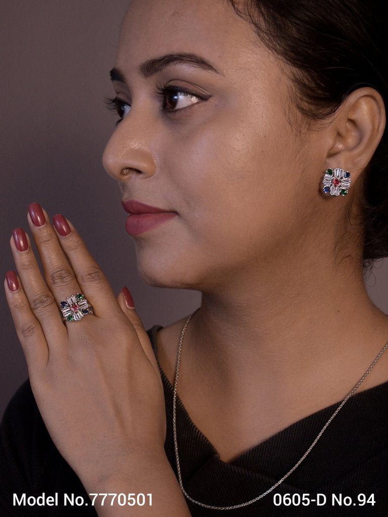 Earring With Finger Rings - View 2 - Amaara World
