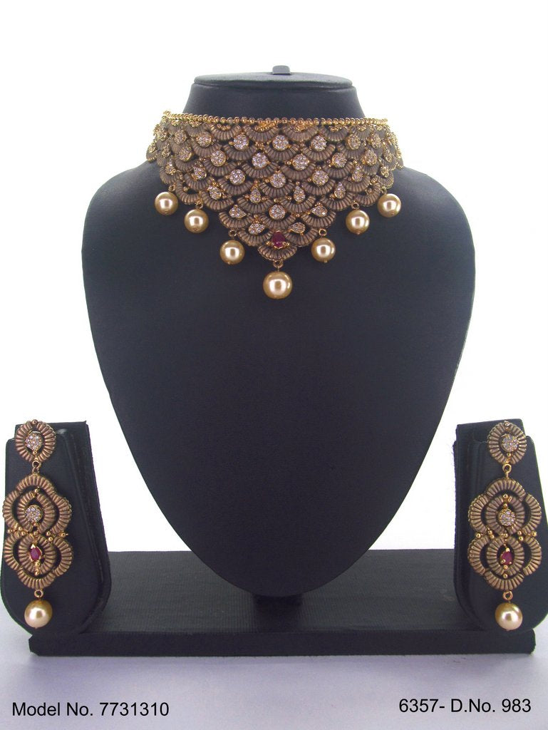 American Diamond Necklace Set - 7731310 - View 1