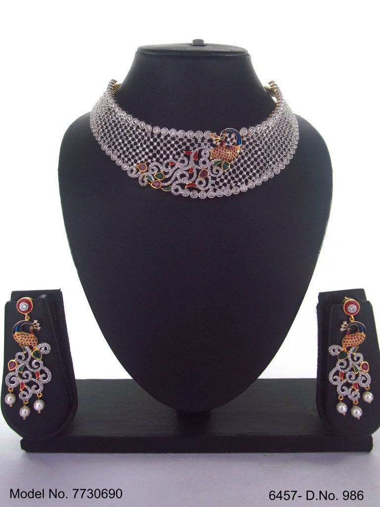 Artificial Diamond Jewelry Set for Brides - 7730690 - View 2