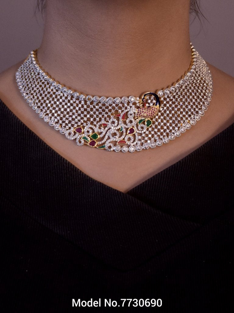 Artificial Diamond Jewelry Set for Brides - 7730690 - View 3