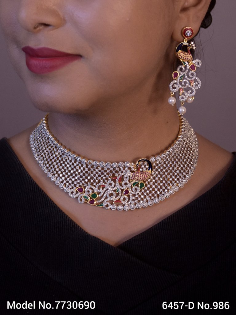 Artificial Diamond Jewelry Set for Brides - 7730690 - View 1