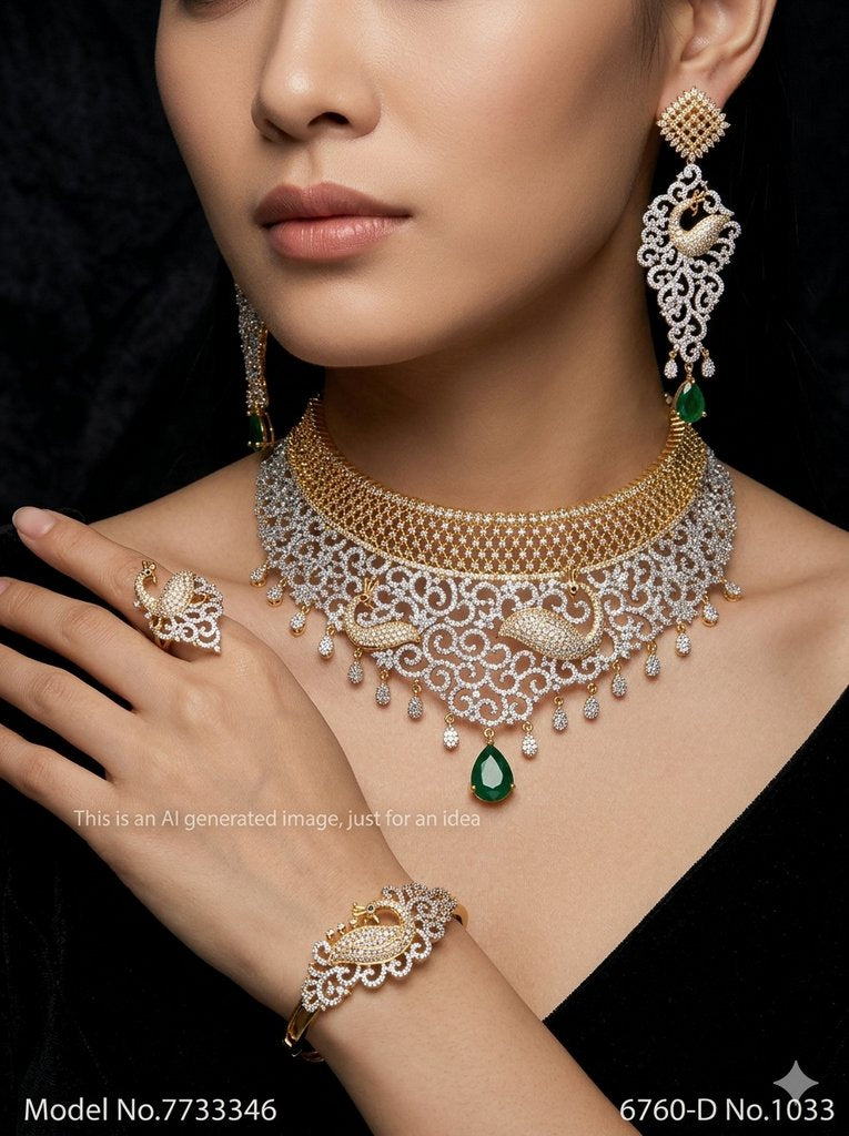 American Diamond Handcrafted Jewelry Set - Amaara World