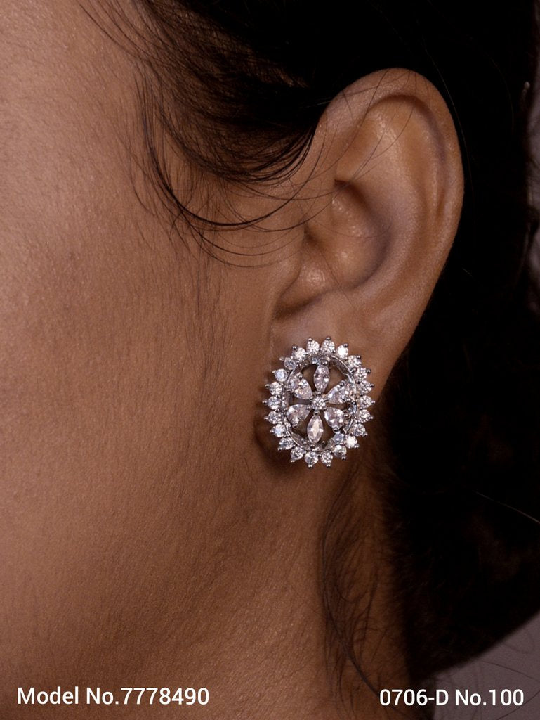 Glorious Stud Zircon Earring with AD stones