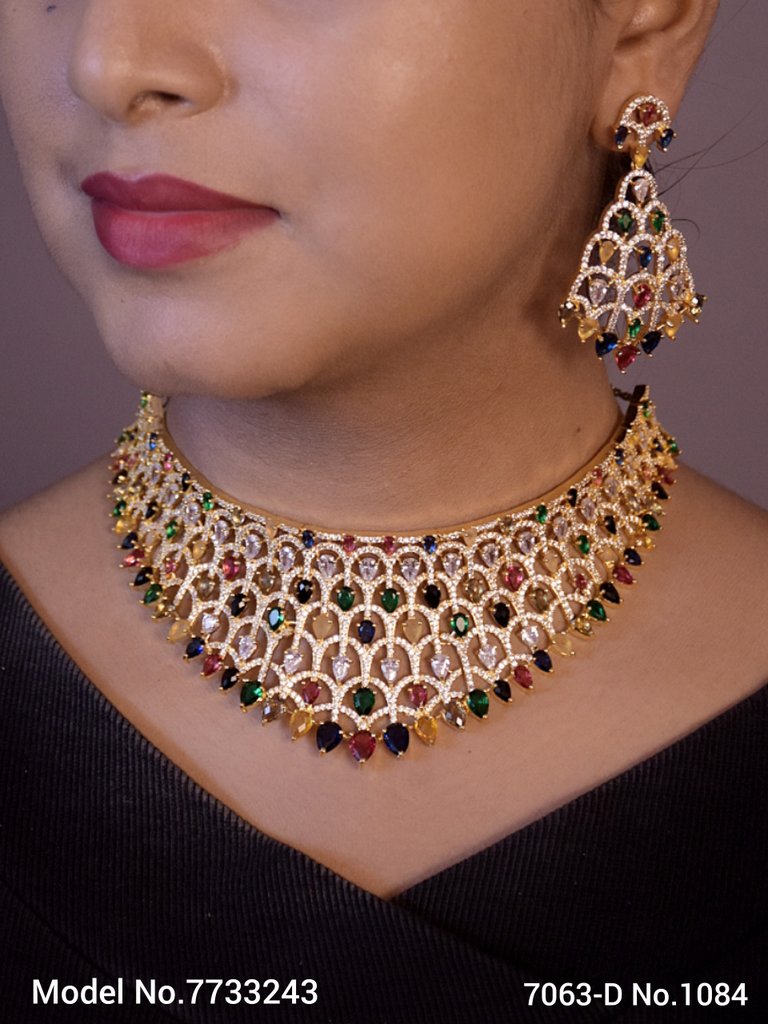 Articfical Diamond AD Necklace Set - Amaara World