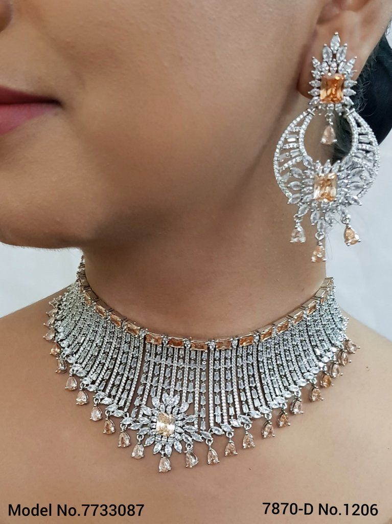 American Diamond Handcrafted Jewelry Set - 7733087 - View 1