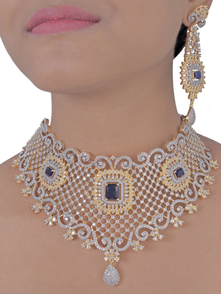 Articfical Diamond AD Necklace Set - 7731457 - View 2