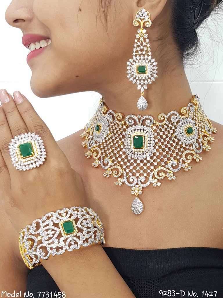 Articfical Diamond AD Necklace Set - 7731457 - Color variant