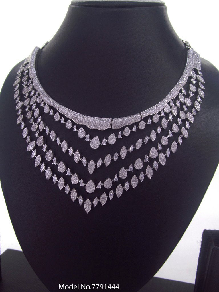Fashion Necklace Set | Artificial Diamonds / Zircons - View A