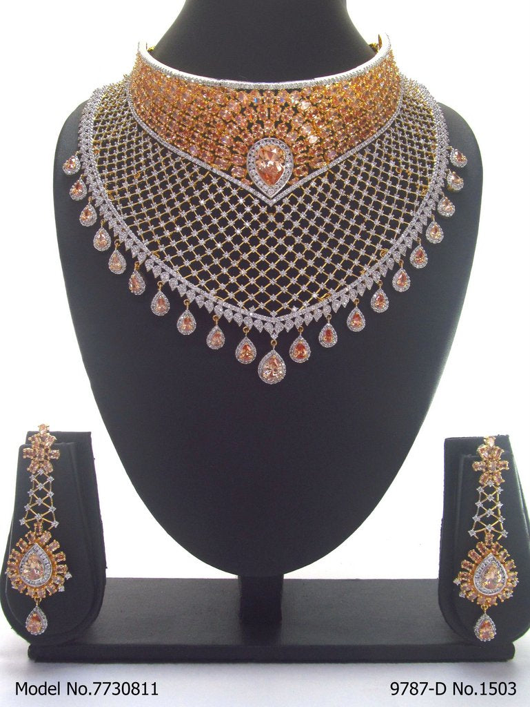 Artificial Diamond Cz Jewelry Set - 7730810 - Color variant