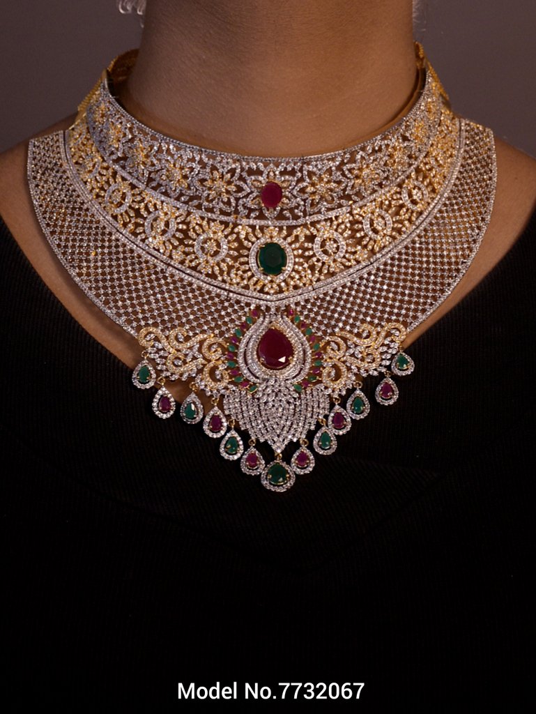 American Diamond Necklace Set - 7732067 - View 3