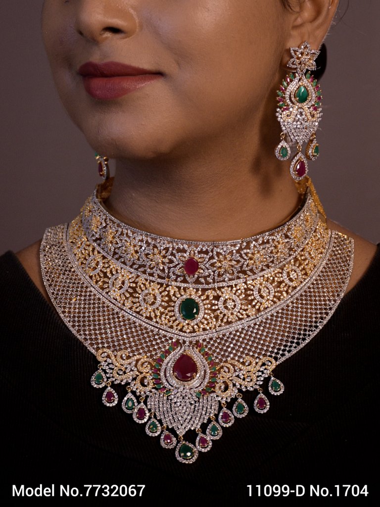 American Diamond Necklace Set - 7732067 - View 1
