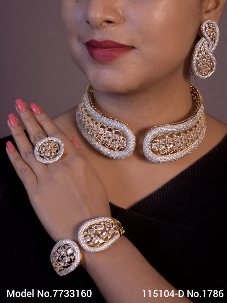 Choker Jewelry Set for Wedding Occasions - 7733157 - Color variant