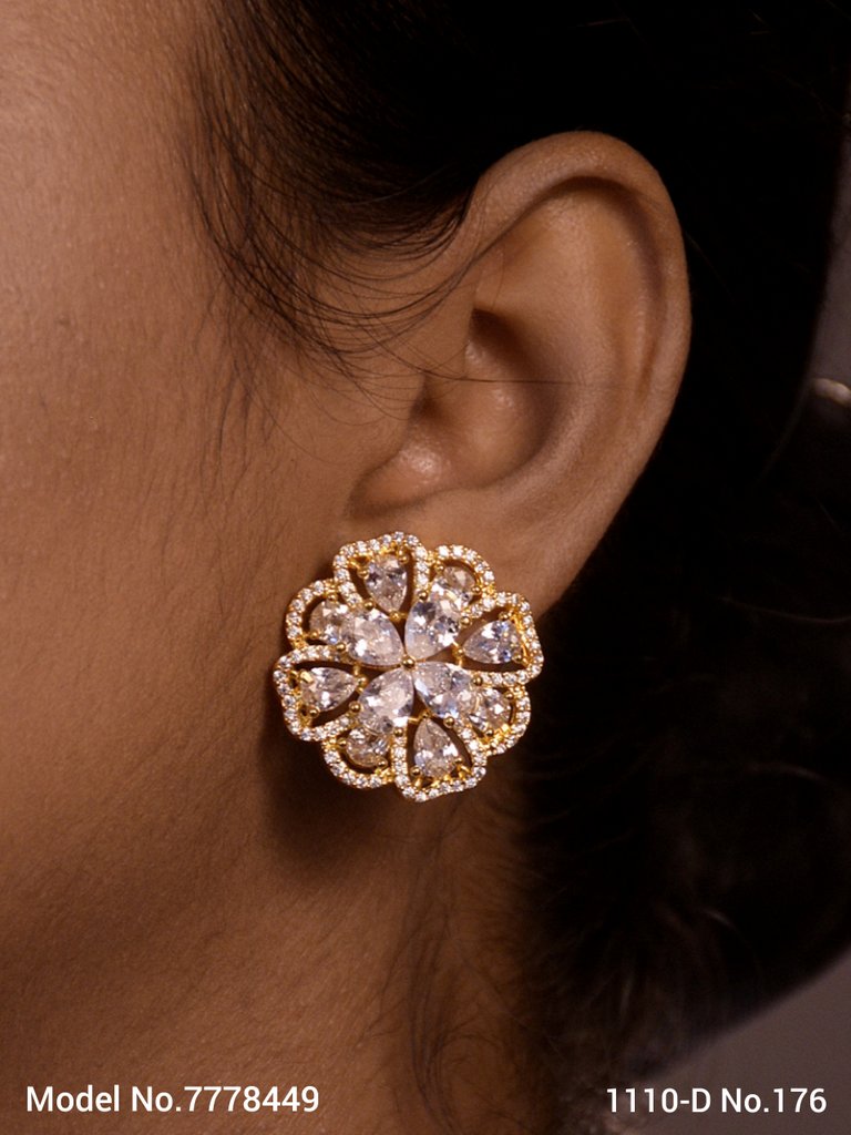 Cubic Zirconia Party Wear Studs Fashion Jewelry - Style 1 - Amaara World