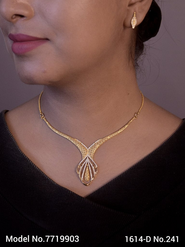 Classic Cz Jewelry Set with Earrings - Style 2 - Amaara World